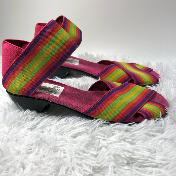 San Miguel Neon Pink Elastic Sandals Mexico - Picture 2 of 4